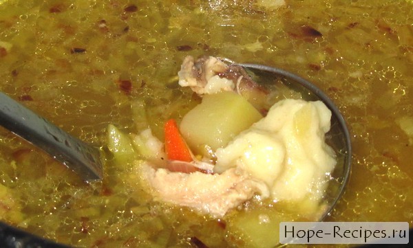 Вкусный суп с галушками