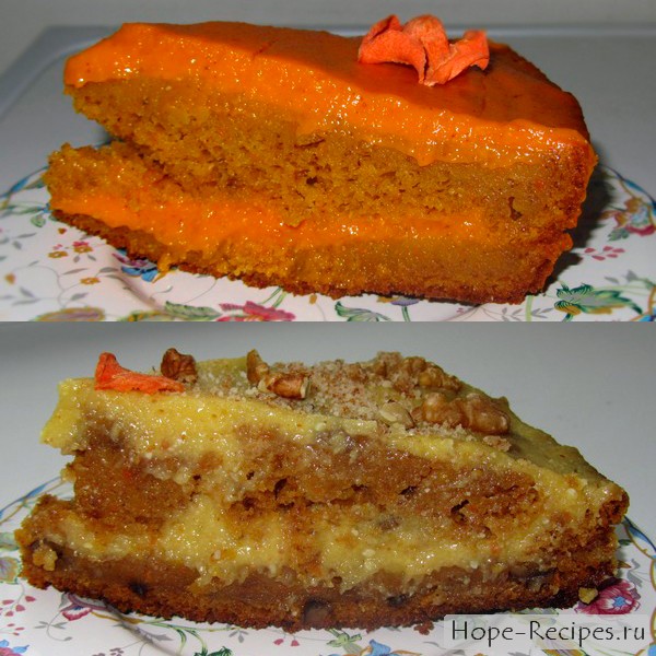 Морковный торт с двумя видами крема