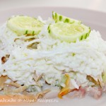 Вкусный салат Ирина с копченой курицей и грибами